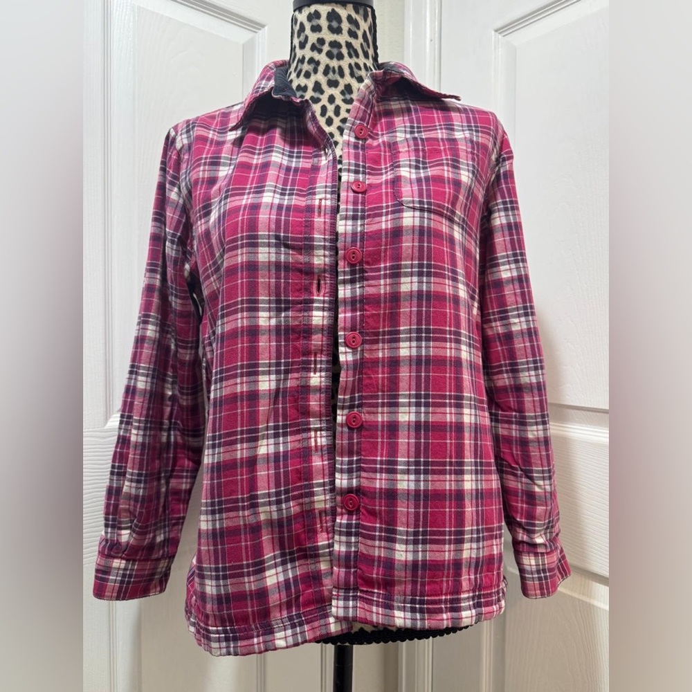 L.L. Bean Pink and White Plaid Button Up Shirt